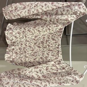 Paper Crane Floral Smocked Blouse - Cream and Pink